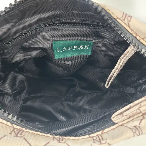 Vintage Lauren Ralph Lauren Logo Nylon Zip Up Hobo Bag Y2K Black