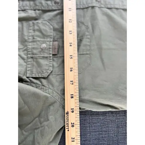 Ralph Lauren Woman P/S Safari Shirt 100% Cotton Button Down Beige Khaki Pockets Brown