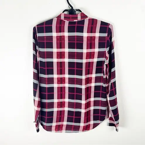 Equipment 100% Silk Plaid Lightweight Long Sleeves Button Up Blouse, Size Small - Image 2