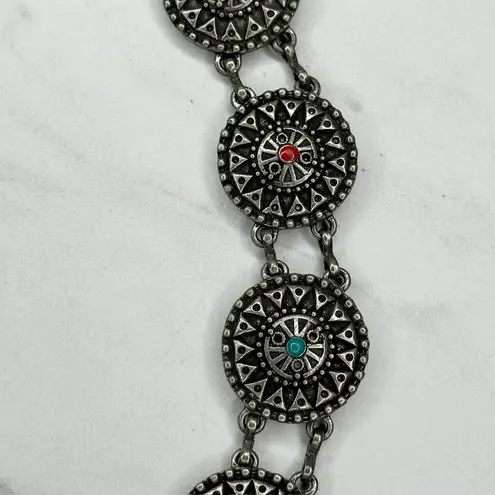 Western Faux Turquoise Coral Concho Chain Belt ✨ Silver