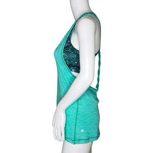 Lululemon  Tank Womens 6 Green Twist & Toll 2 in 1 Yoga Gym Workout Athleisure