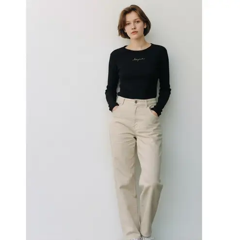 Victoria’s Secret PINK Black Waffle Knit Long Sleeve Top M Gold Glitter Size M