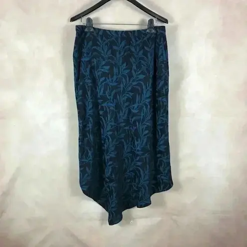 Alfani Black/Teal Floral Asymmetrical Hem Midi Skirt NEW 2