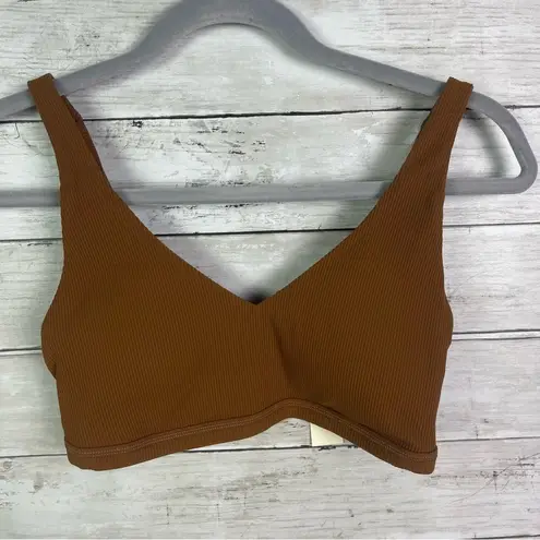 Aerie  Goal Ribbed Sports Bra Brown Size Small