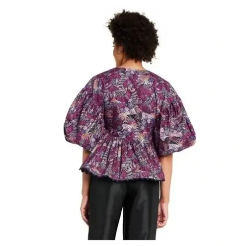 Kika Vargas Coral Reef Scallop Edge Wrap Top in Purple Size S