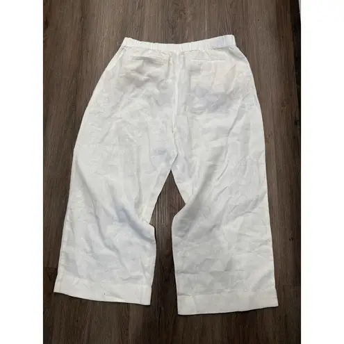 J Jill Pure Love Linen Women's Cropped Pants White L 100% Linen Size L