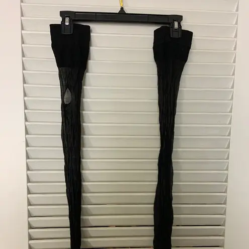 Black sheer thigh high panty hose