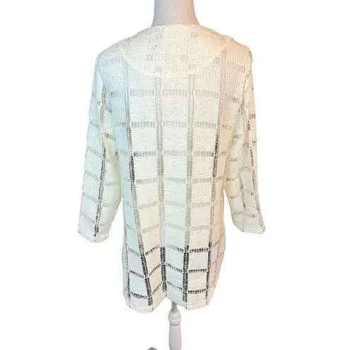 Yushi cream lace minimalist neutral jacket crochet minimalist casual blazer Size M