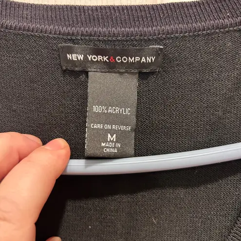 NEW YORK & COMPANY Womens Black Argyle Button Front Sweater Vest M Dark Academia Size M - Image 4