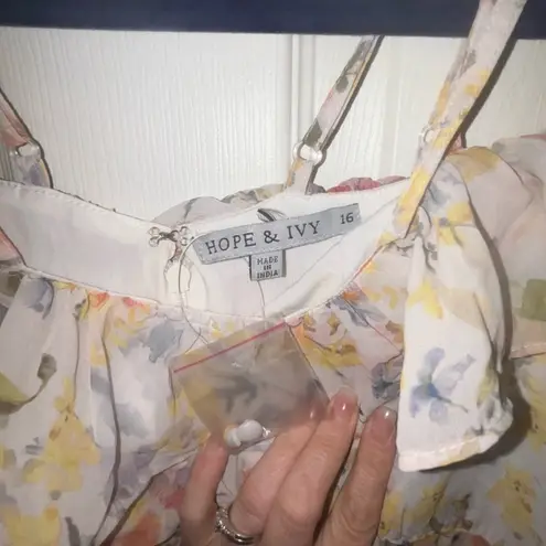 HOPE AND IVY MULTI STRAP COLD SHOULDER RUFFLE HIGH LOW MIDI FLORAL DRESS Red Size 12