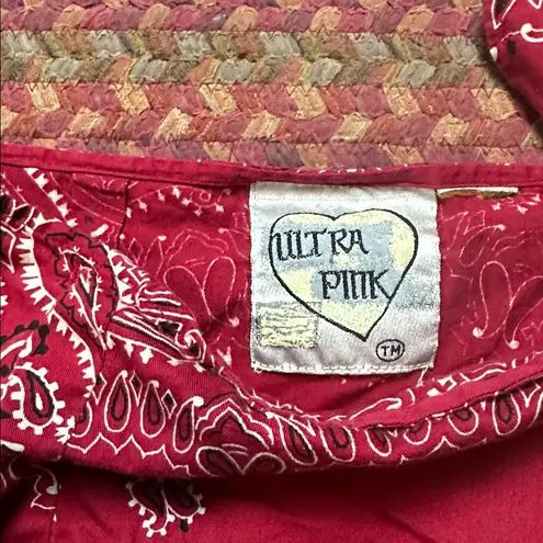 VTG RED BANDANA WRAP MINI SKIRT WESTERN COWGIRL Size XS