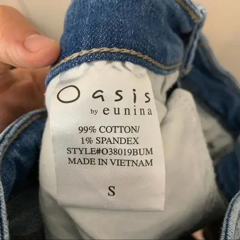 Oasis By Eunina Denim Distressed Cut Off High Waisted Shorts