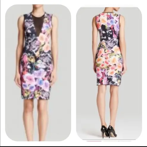 Clover Canyon Floral Mesh Panel Sleeveless Dress