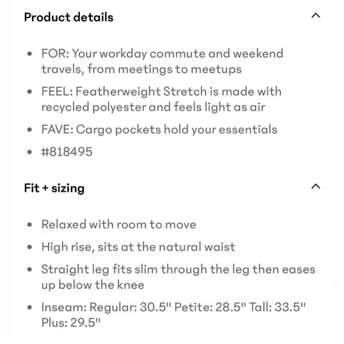 Athleta NWT  High Rise Brooklyn Heights Cargo Pant in Navy Women's 8 Petite