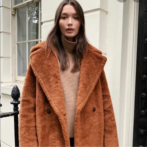 Babaton Camel Teddy Bear Coat- Short Size 2 S/M