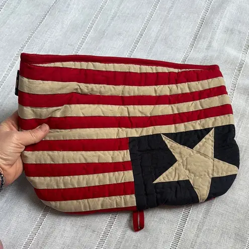 Woven Magic Red and Cream Striped Quilted Clutch with Star