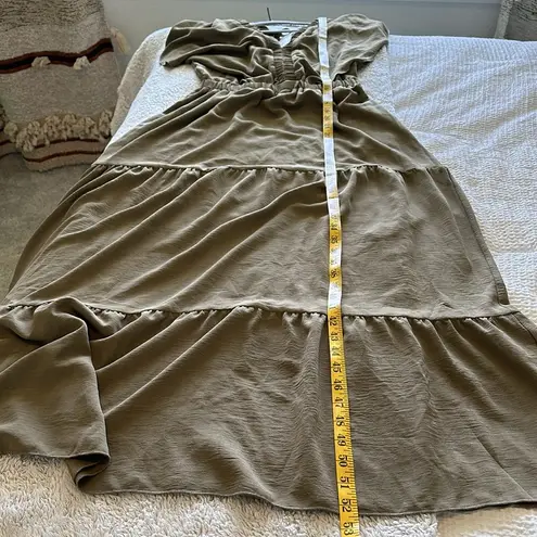 Simplee Apparel Simplee Women's Statement Sleeve Tiered Smocked Maxi Dress Green Cottagecore New - Image 15