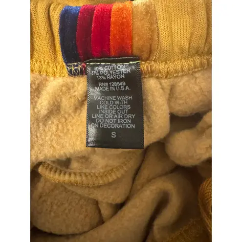 Aviator Nation 5 Velvet Rainbow Stripe Joggers in Camel Tan Size S