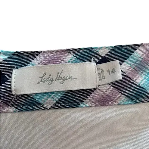Lady Hagen Golf Skort Blue Purple Plaid Skort with Zipper Detail Size 14