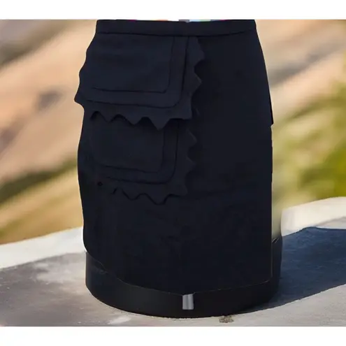 y2k NWT Super Cute Victoria Beckham Black Scallop Trim Twill Skirt Women's Sz M Size M