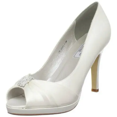 Liz Rene Couture Women's Jacqueline, White Silk Satin, 10.5 US NWT never worn!