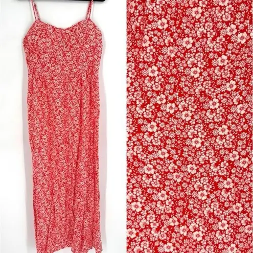Lily White Lily Rose Women's Floral Smocked Molded Cup Sun Tank Maxi Dress Red XXL 2X