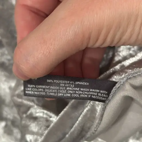 Massini Women’s Crashed Velvet Top Grey Crew neck Short Sleeve Blouse size M