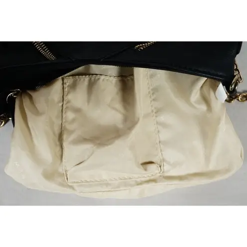 New York & Co. Black Quilted Crossbody Purse Zipper Chain Detail