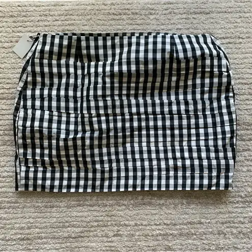 Bernadette Taffi Bow Detail Checkered Taffeta Mini Skirt NWT Size 44 Black