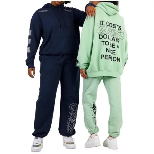 ✨The Mayfair Group It Costs Zero Dollars Graphic S/M Sweatpants✨ Blue