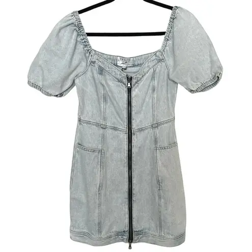 NWT OnTwelve Womens Heart Shaped Mini Denim Dress Light Wash Size Small Blue