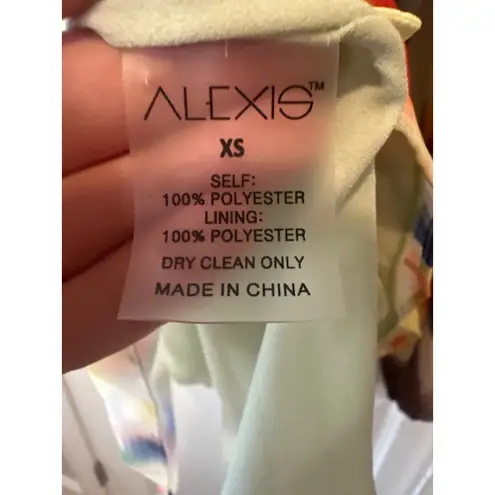 Alexis Leonie Colorful Crepe Belted Mini Dress NWT Size XS