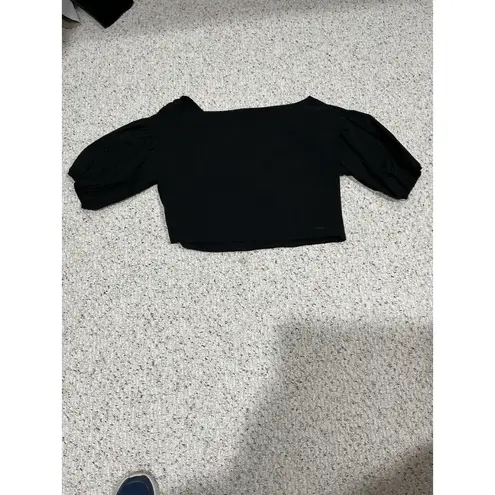 Womans Asos Design Curve Puffy Short Sleeve V Neck Cropped Top 18 Black