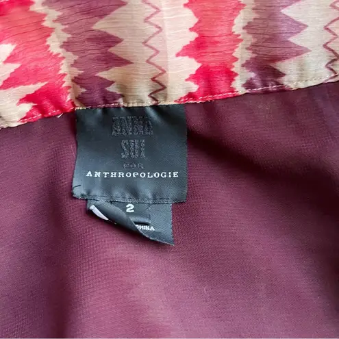 Anna Sui Anthropologie Terrawat tiered red multicolor skirt