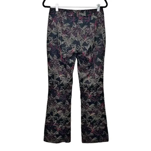 Cache  Vintage Black Embroidered Floral Flare Pants