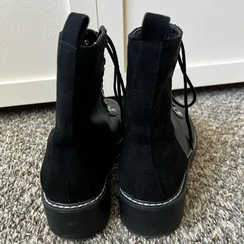 London Rebel ASOS Black Combat Lace Up Boots Vegan Leather Size 8