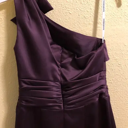 David's Bridal David’s Bridal Purple One Shoulder Satin Dress 2