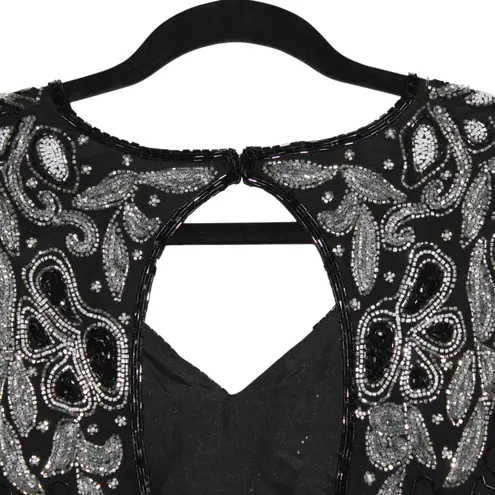 Laurence Kazar Black Sequin Covered Mini Dress Silver Details Large