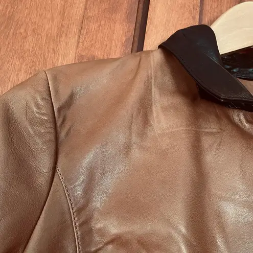 Frame Leather Jacket Snap Front Brown Size Small