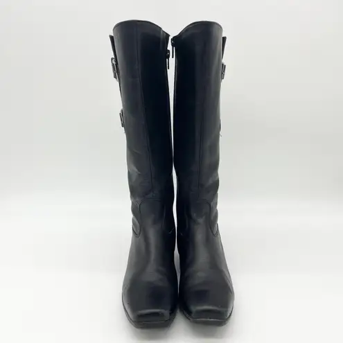 Mephisto Tall Boots Womens 7 Black Leather Buckle Zip Riding Equestrian Comfort