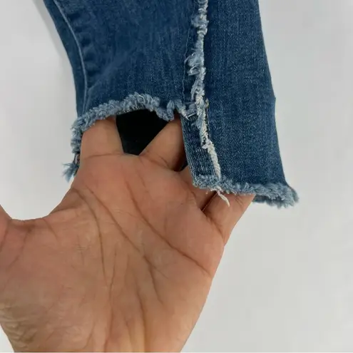 DL1961 Emma Power Legging Kilgore Frayed Raw Hem Stretch Medium Wash Denim