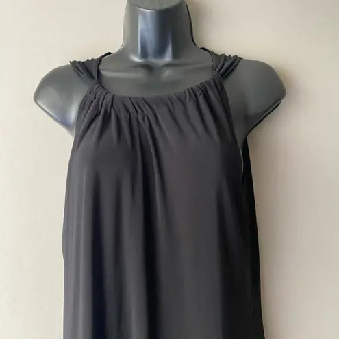 MSK sz 6 black sleeveless halter shift boho dress
