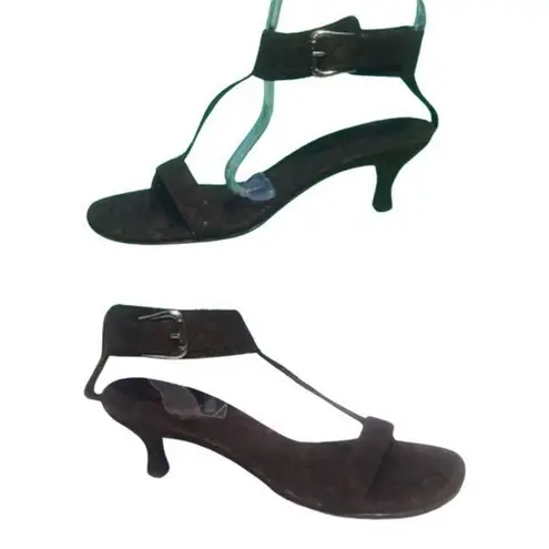 Donald Pliner Expresso Brown Cork Leather Shoe New Wide Ankle Strap $325 NIB Size 10