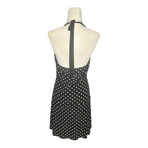 Taboo Y2K Black & White Polka Dot Halter Dress