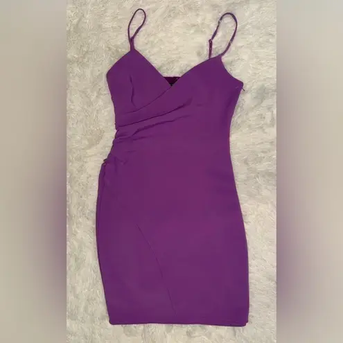 Black Halo purple lilac Esthero Crepe v neck Body-Con mini Dress 0 NWOT