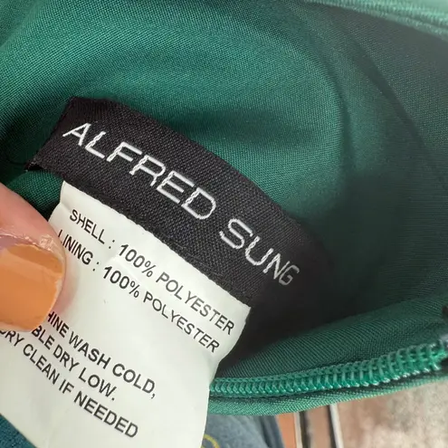 Alfred Sung Draped One-Shoulder Satin Maxi Dress With Pockets Size 6