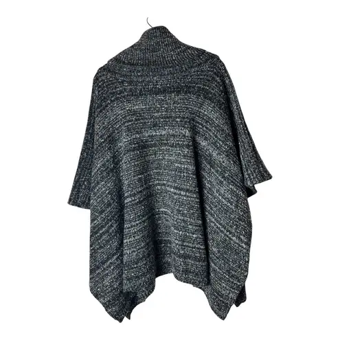 Michael Stars Poncho Women OS Black Gray Knit Cowl Neck Knit Cape Sweater