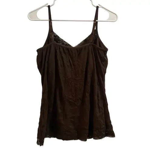 Y2k lace Trim Babydoll camisole tank top Women’s Large Brown