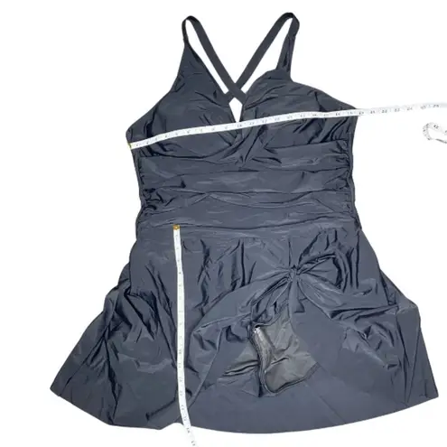 Blooming Jelly Womens Mykonos One Piece Skirt Swimsuit Size 3X Black V Neck