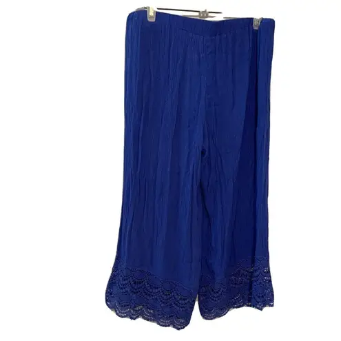Matilda Jane Size Medium Blue Festival Season Gauze Lagenlook Pull On Pants
